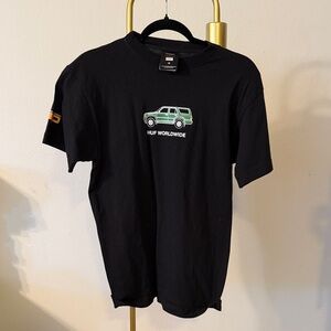 HUF Black Tee with Green SUV Design